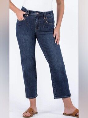 Judy Blue Dark Wash High Rise Cropped Straight Leg Western Seam Jeans size 16W